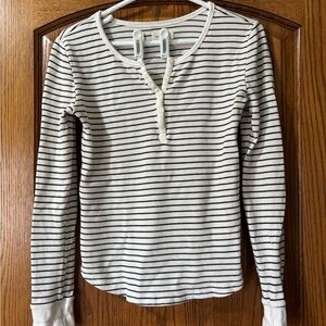 Thread & Supply Black and White Striped Henley